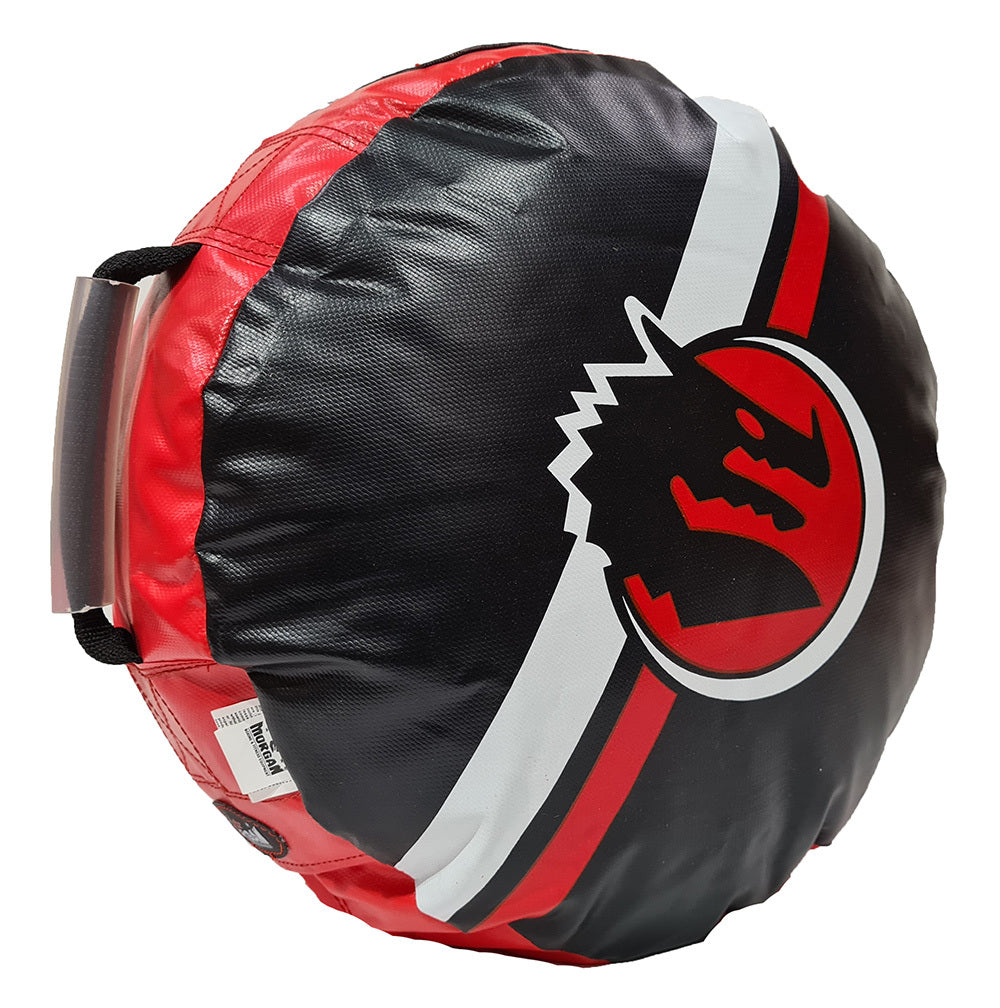Fitness hero offers the Morgan Rag-filled Round Shield. This shield is the original style round shield that has always been an incredible training staple for athletes of every skill level. Using 850D ripstop vinyl and filled with a combination of Australian-made cotton and fleece, this round shield offers any athlete a great solid and dense training target. Available empty or filled