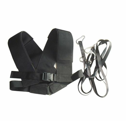 The Fitness Hero Elite Power Sled Harness from Morgan Sports is designed for serious weight loading through your sled,  with all of the necessary features of a world-class product.  It gets the job done without fuss or fanfare.   It's simple to take on and off and it has been designed to use with the Power Sled,  Dog Sled,  Speed Sled, and agility bands.  