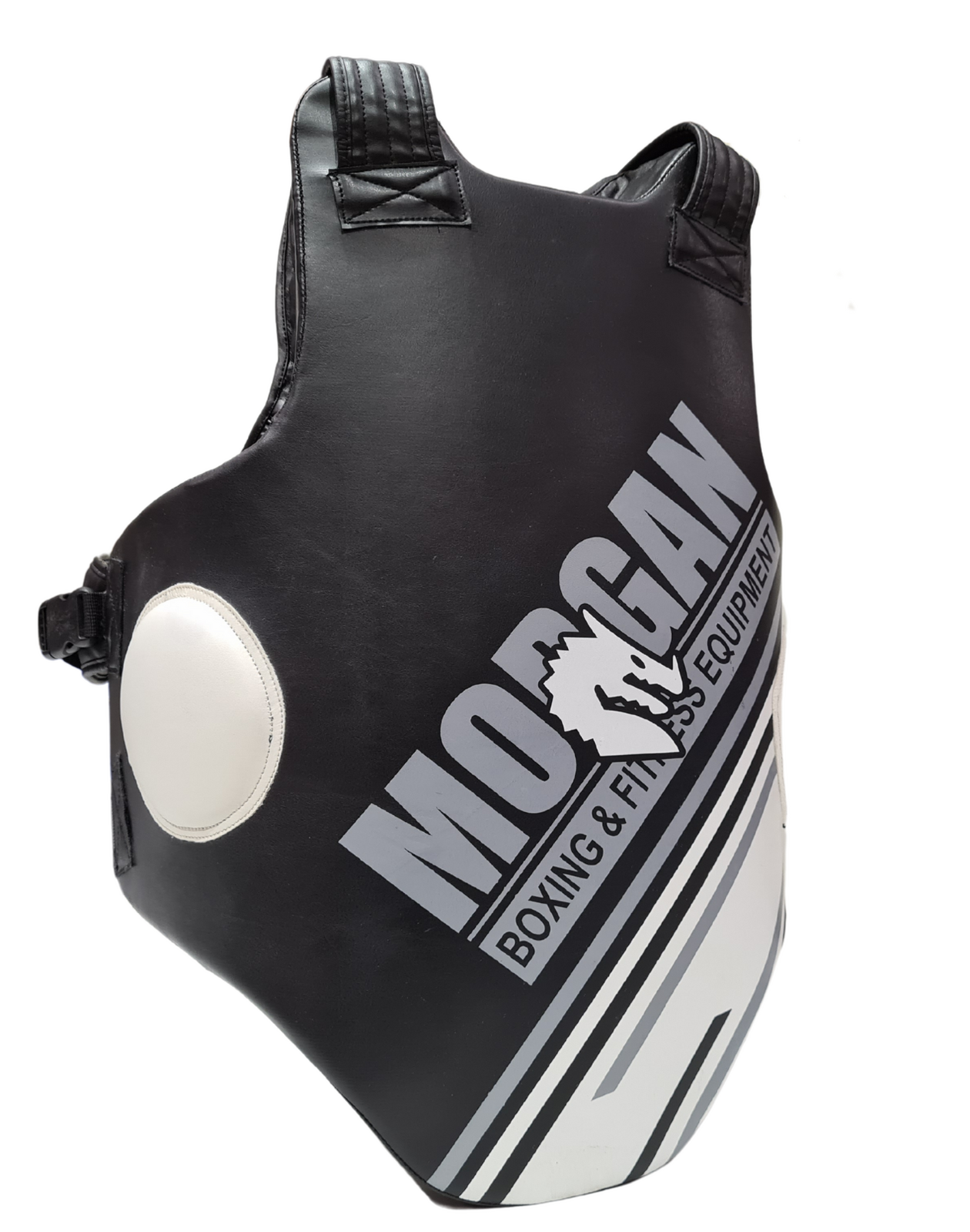The Morgan Elite Body Protector has been a favourite of trainers for years. Its sleek, elongated, and contoured wrap-around design fits snugly and securely for any trainer size — compliments to its adjustable crossing shoulder straps and rear waist strap. The design affords tremendous manoeuvrability and freedom of movement by the trainer during use.
