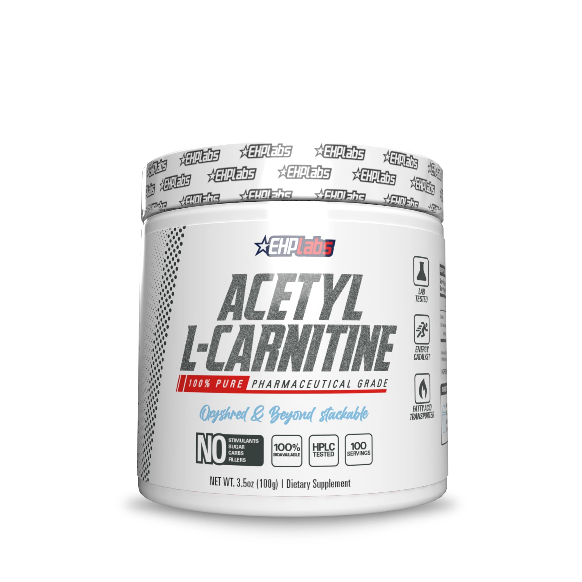 Fitness Hero presents, EHP Labs 100% Pure Acetyl L-Carnitine a non-stimulant amino acid that plays an important role in supporting your weight loss journey. L-Carnitine is as diverse as it is effective, it's&nbsp;designed to support your body’s metabolism, converting fat into energy. L-Carnitine is one of the most widely used natural nutritional supplements for athletes to assist with recovery, training fatigue and weight loss, it's also known to increases brain function.