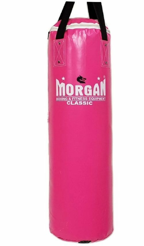 The Morgan ladies punch bags are designed for as a great all-round punch bag.  Measuring 100 cm in length and 31 cm in width,  with a 20kg weight allows for the punch bag to be placed in smaller areas.   Using a premium 750d ripstop vinyl and filled with Australian made fleece and cotton