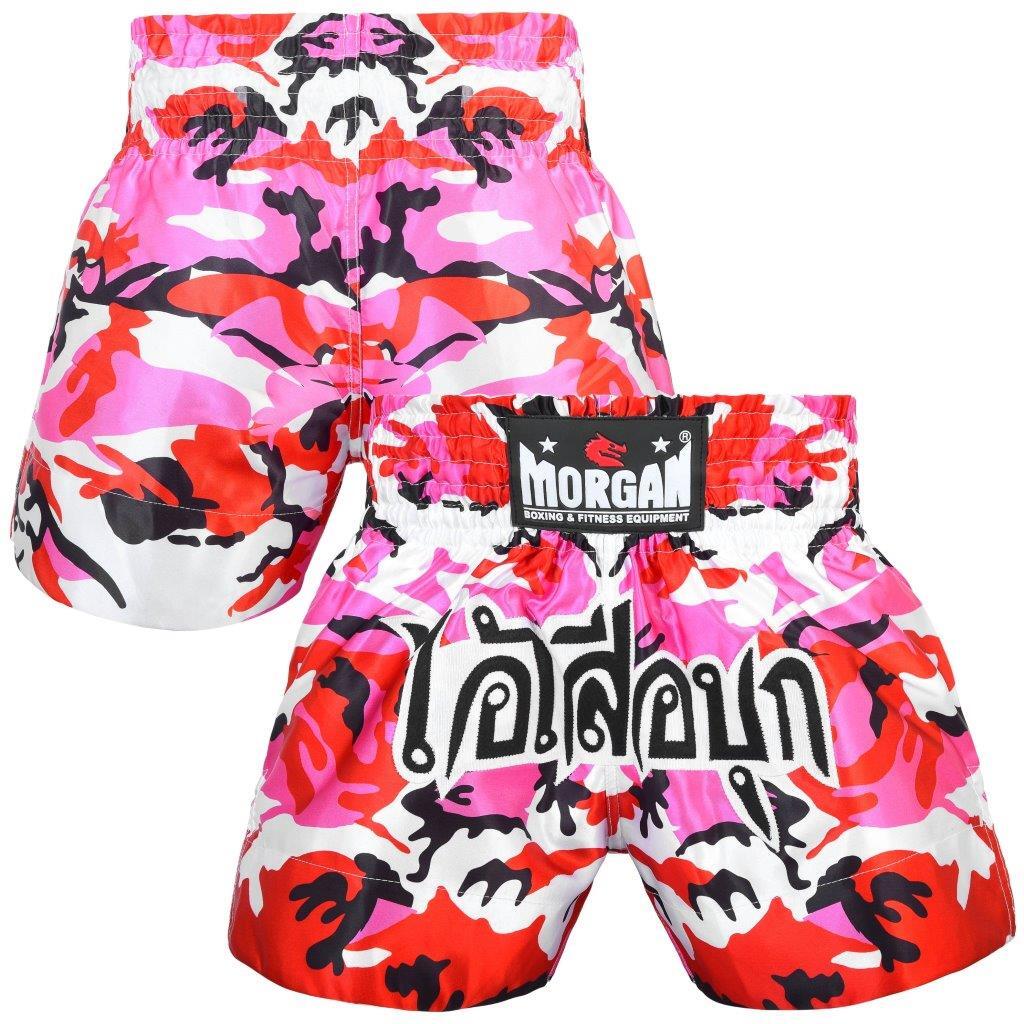 The Fitness Hero muay thai shorts by Morgan Sports will make you feel like the true Muay Thai fighter that you are, featuring a traditional muay thai cut design, with MTS-3 grade satin and fierce in-ring style to give you the edge over your competitors. pink diablo style