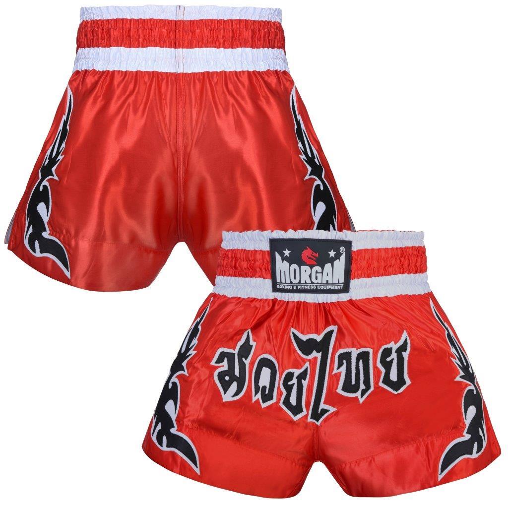 The Fitness Hero muay thai shorts by Morgan Sports will make you feel like the true Muay Thai fighter that you are, featuring a traditional muay thai cut design, with MTS-3 grade satin and fierce in-ring style to give you the edge over your competitors. Red with black writing