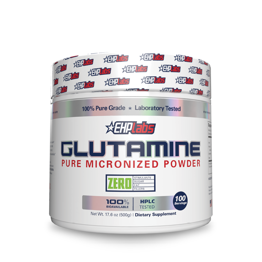 Fitness Hero presents, EHP Labs L-Glutamine HPLC tested to ensure that it is the highest quality pharmaceutical grade glutamine.  L-Glutamine is the most abundant amino acid found in muscle cells, comprising over 60% of skeletal muscle. Research studies have also shown L-Glutamine to boost immunity and decrease the effect of DOMS (Delayed Onset Muscle Soreness).